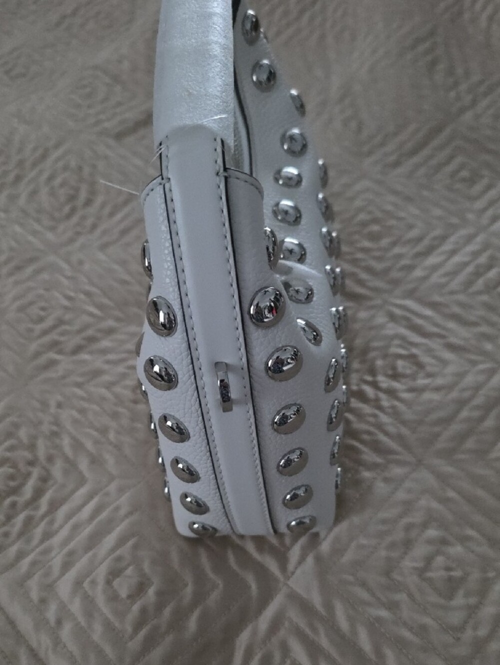 MICHAEL KORS White Studded Pebbled Leather Mini Bag - Picture 6 of 16
